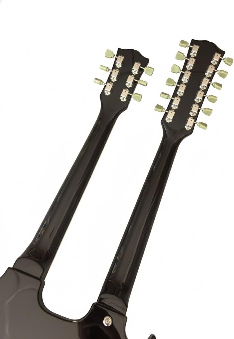 Double Neck Electric Guitar 12 String & 6 - Solid Mahogany Body & Rosewood Fretboard Dual Humbucker Pickups(Black)