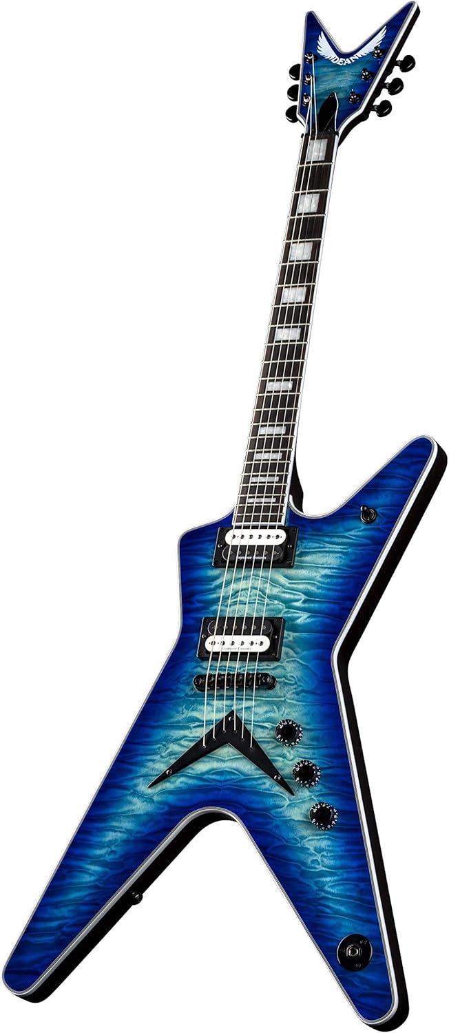 Dean Guitars ML Select 6 String Quilt Top Electric Guitar, Right, Ocean Burst (MLSEL QM OSB)