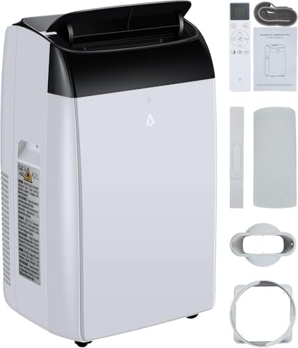 Portable Air Conditioner - 12,000 BTU, 3-In-1 Functionality (Cooling, Dehumidifier, Fan), Cools Up to 450 Sq.Ft, Remote Control, 24-Hr Timer, Smooth Caster Wheels, Ideal for Home，Black top cover