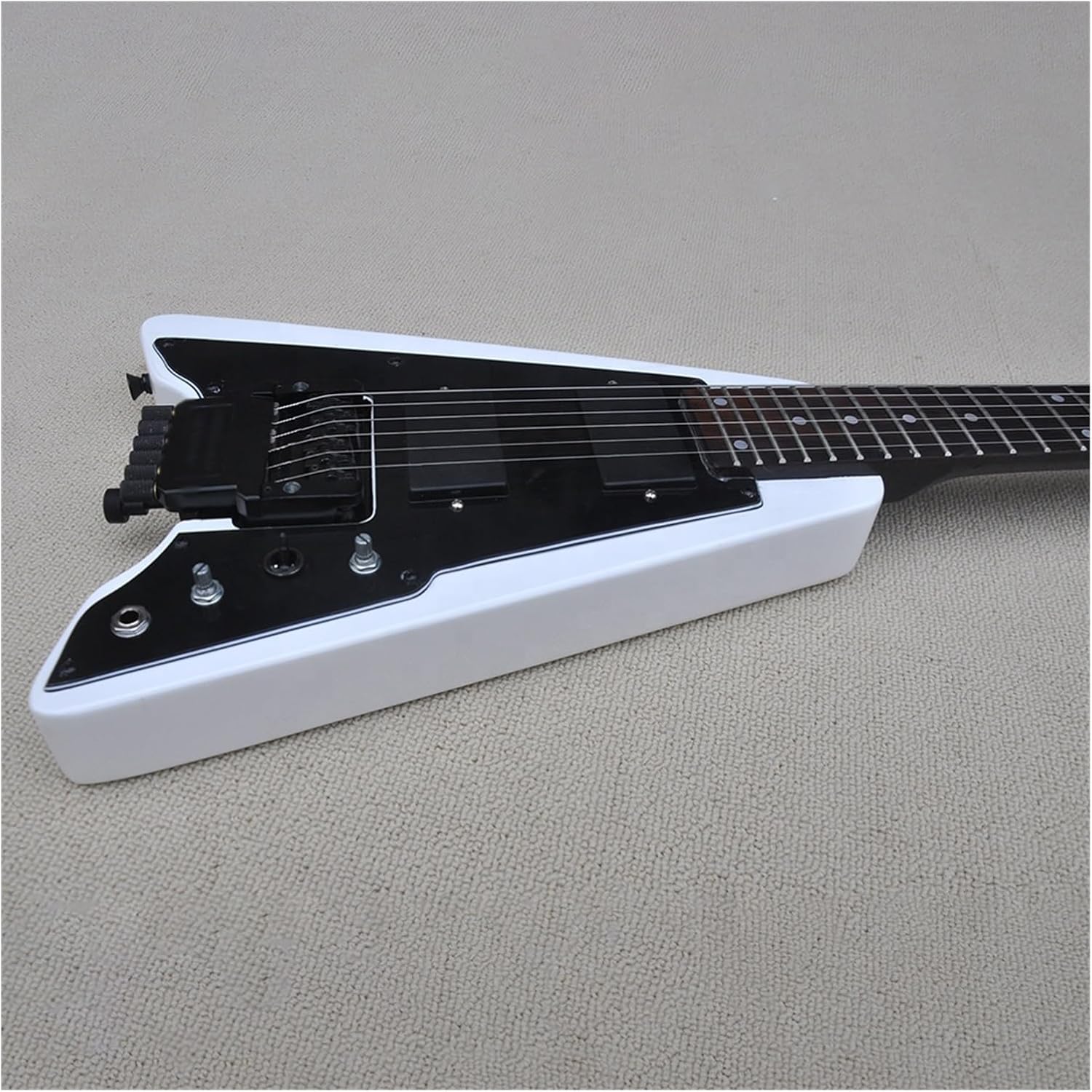 White Headless Electric Guitar with Black Pickguard Rosewood Fretboard 24 Frets Professional Headless Guitar