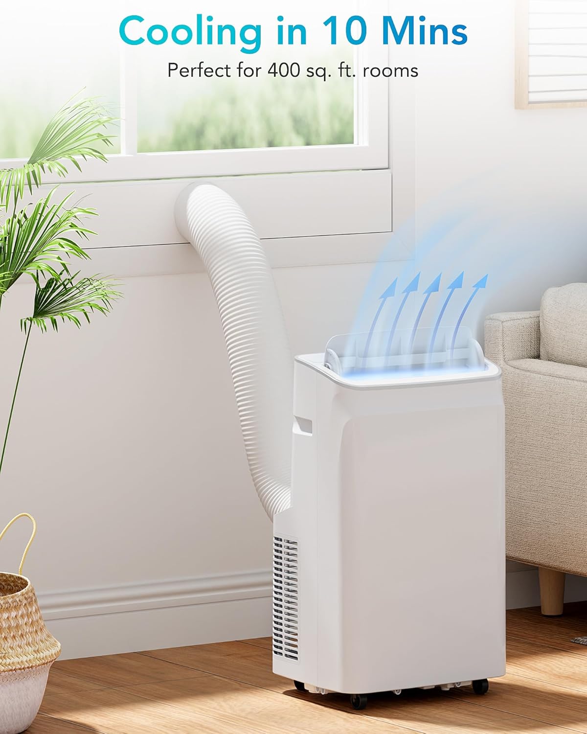 DEXSO 12000 BTU Portable Air Conditioner, 3-in-1 AC Unit for Rooms,Fast Cooling up to 400 Sq.Ft, with Built-in Dehumidifier, 24H Timer, Remote Control& Window Kit