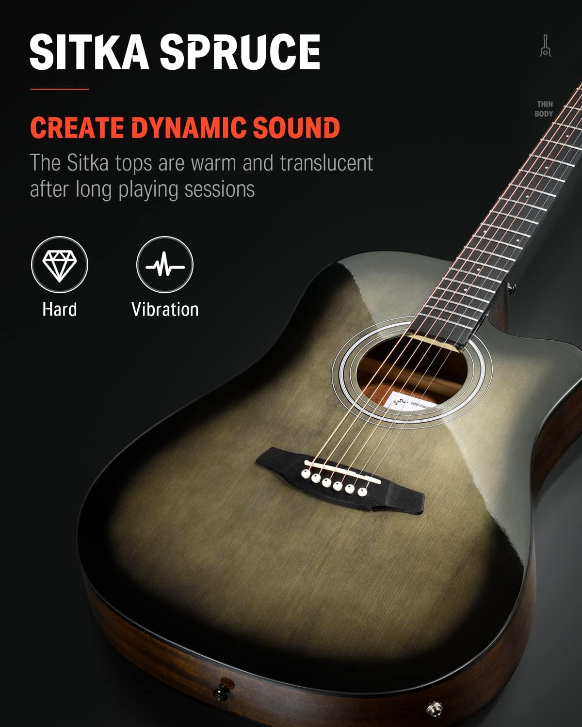 Donner Acoustic Electric Guitar Full Size Kit for Beginner Intermediate with Amplifier Capo Pick Tuner Strings Strap - 41 Inch