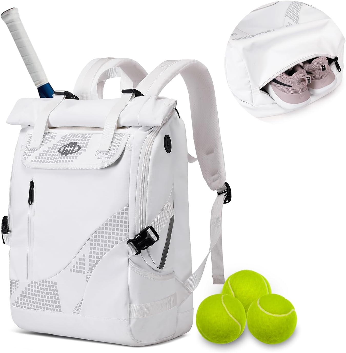 UMGG Tennis Bag Tennis Backpack for Women Men Holds 2 Rackets with Shoe Compartment, Large Pickleball Backpack Hold Tennis Racket, Pickleball Paddles, Badminton Racquet