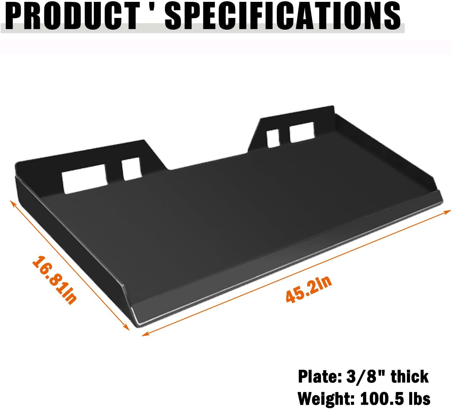 3/8 inch Thick Universal Quick Attach Mount Plate, Heavy Duty Skid Steer Mount Plate Attachment Easy to Weld or Bolt to Different Accessories
