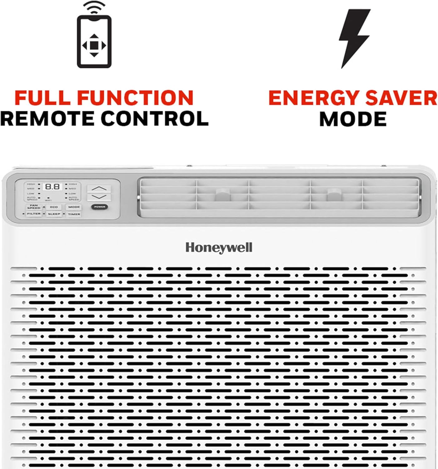 Honeywell 8,000 BTU Digital Window Air Conditioner, Remote, 4 Modes, Eco, 350 sq ft Coverage