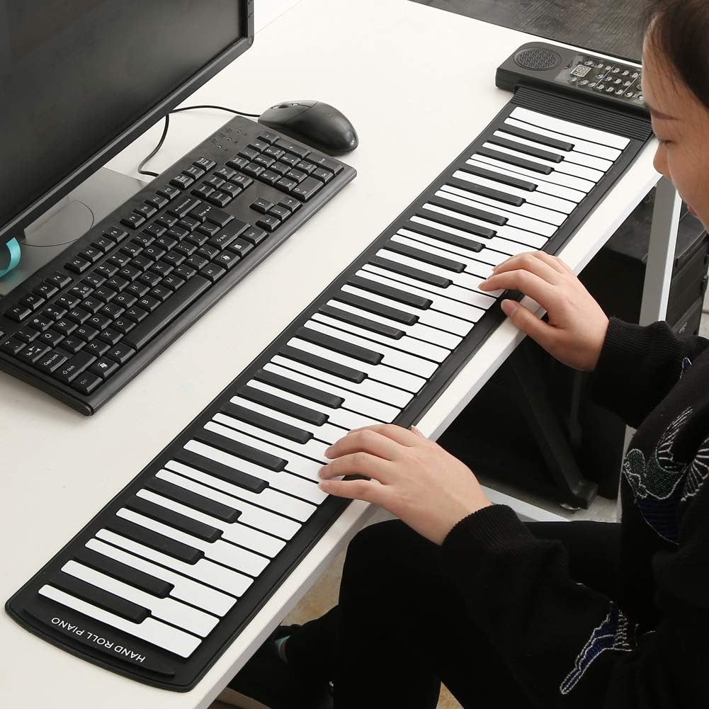 Roll up Piano,Portable 61-Keys Roll up Soft Silicone Flexible Electronic Keyboard Piano，for Home, School,For Birthday Gift