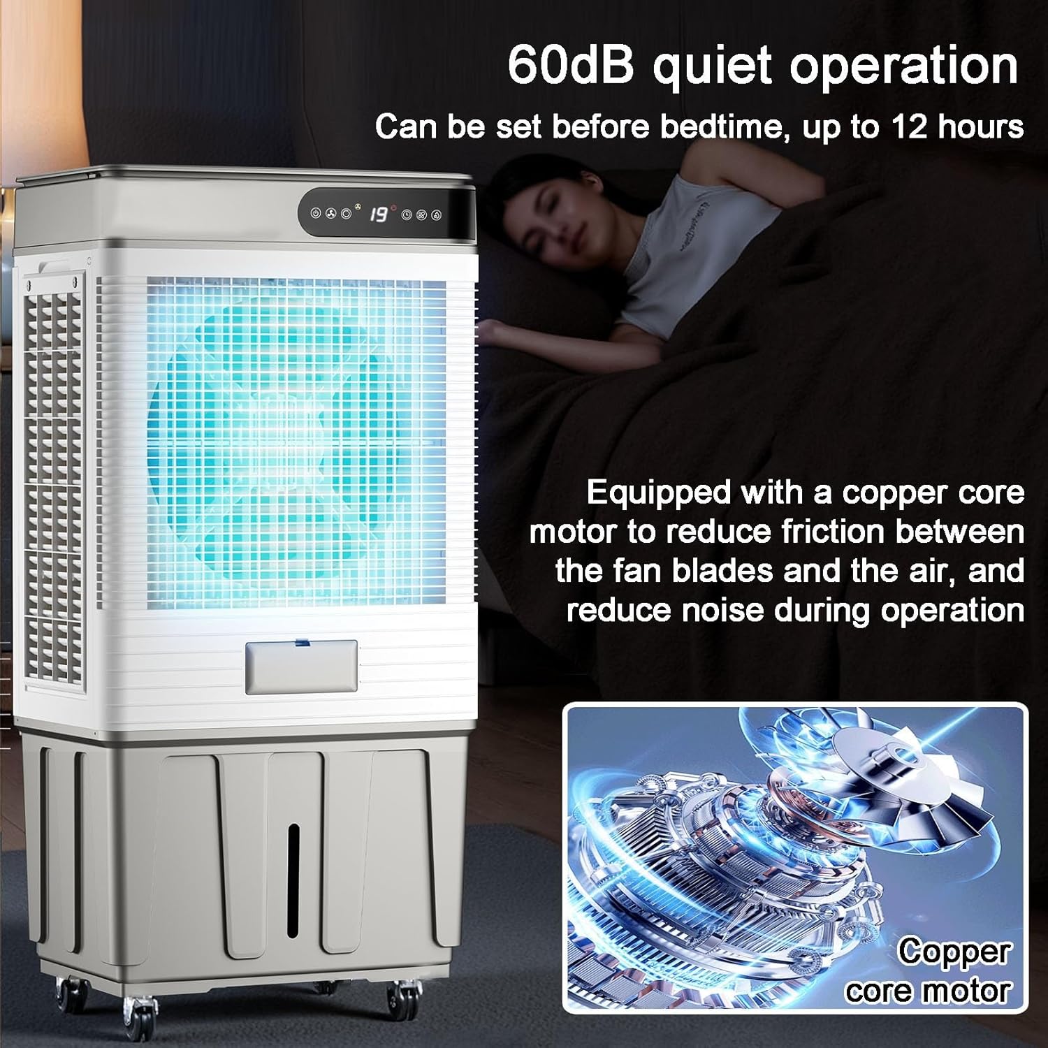 Swamp Cooler, Portable Evaporative Cooler with Remote, Air Conditioner Fan with 17.6 Gal Water Tank, 120° Oscillation, 3 Speeds, 4 Ice Boxes