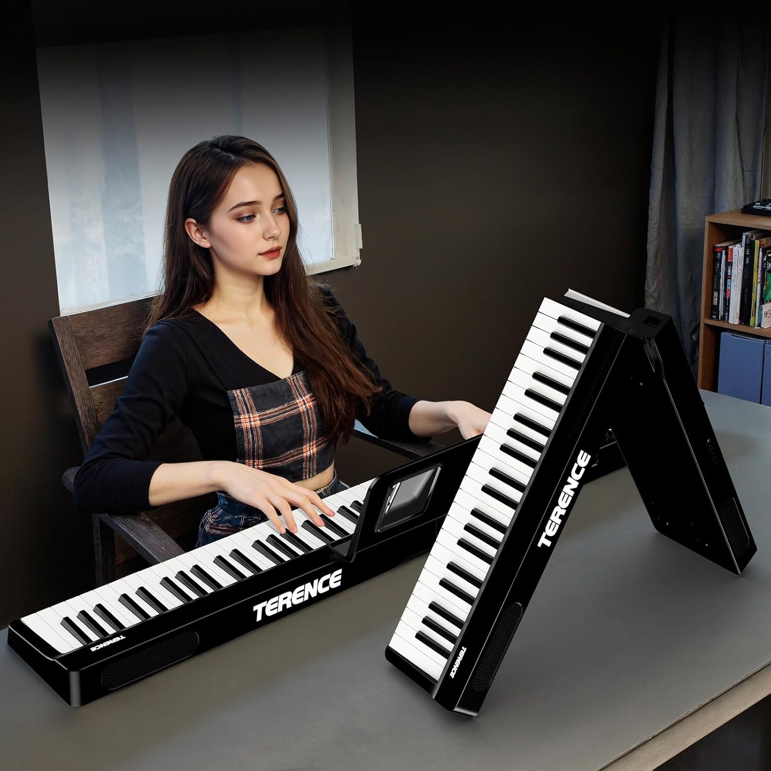 Portable Piano Keyboard Foldable: 88 keys Semi-Weighted keyboard Portable Keyboard Piano with MIDI Bluetooth TERENCE Electric Folding Piano Kit for Adult