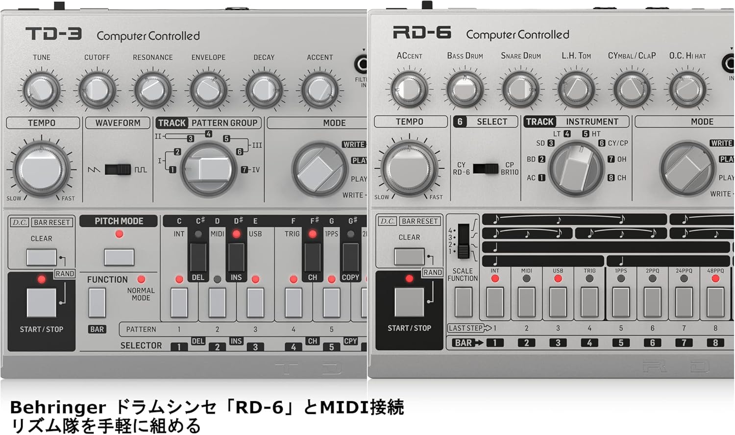 Behringer TD-3-SR Analog Bass Line Synthesizer with VCO, VCF, 16-Step Sequencer, Distortion Effects and 16-Voice Poly Chain
