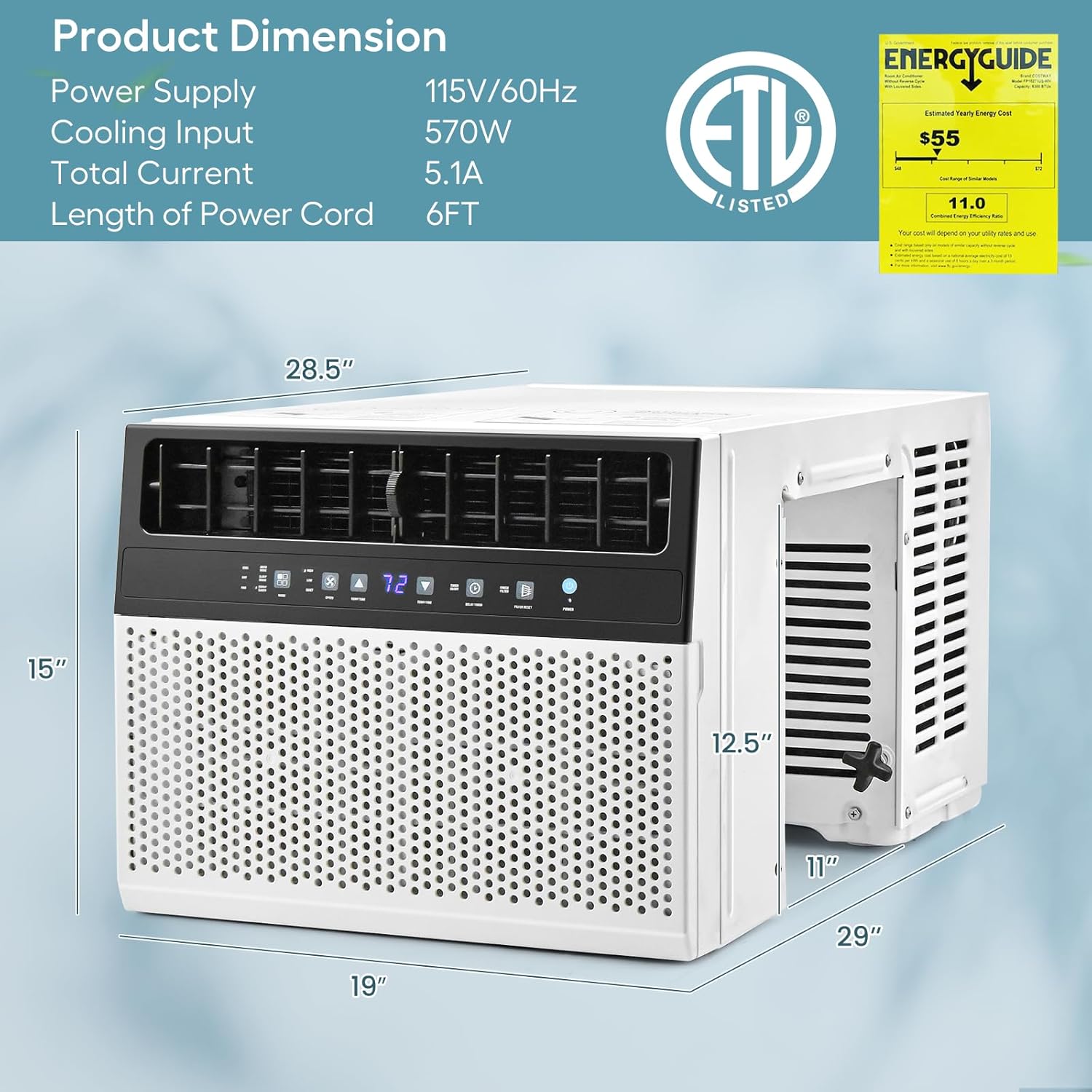 SIMOE 10,000BTU Window Air Conditioners, U-Shaped Window AC Unit, 42dB Ultra Quiet, Cools up to 450 Sq. Ft, Easy Installation, Remote Control