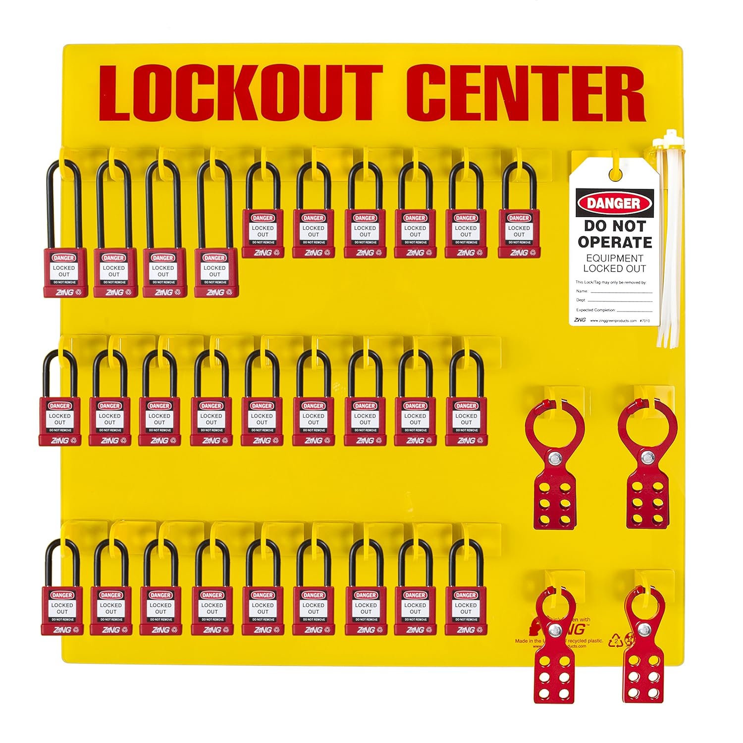 Zing Green Products 7116 RecycLockout Lockout Station, Stocked, 28 Padlock