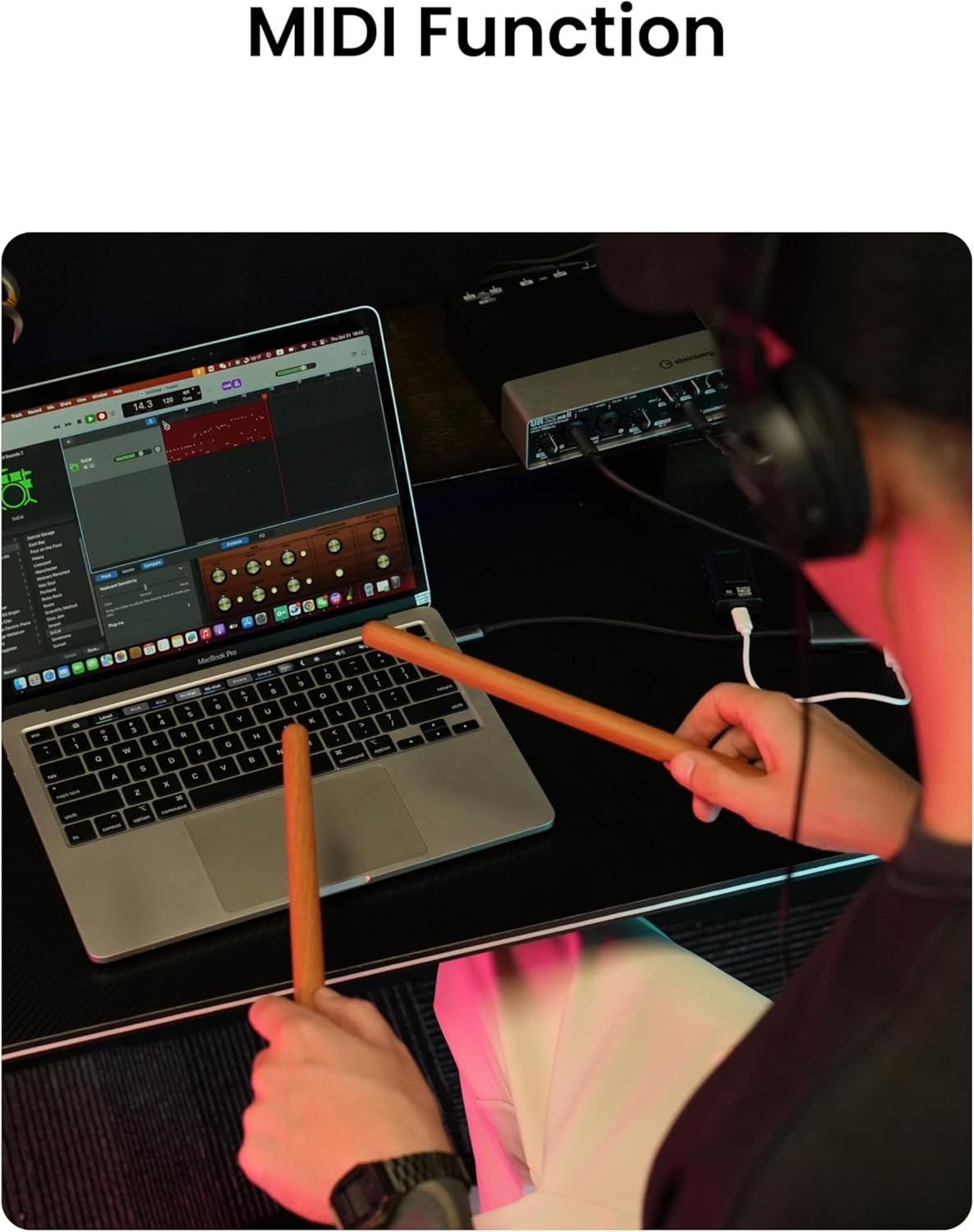 Aeroband PocketDrum 2 Max - Electric Drum Kit with Air Sticks, Bass Drum and Hihat Pedal