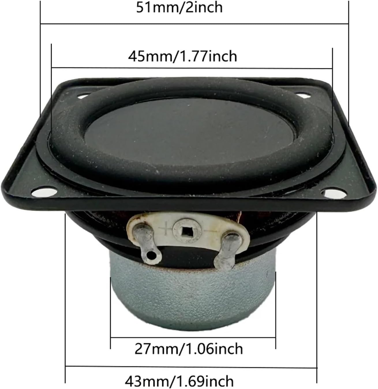 2 pcs/lot 2 Inch Speaker 4 Ohm 10W Full Range 51 MM Square Internal Magnetism DIY