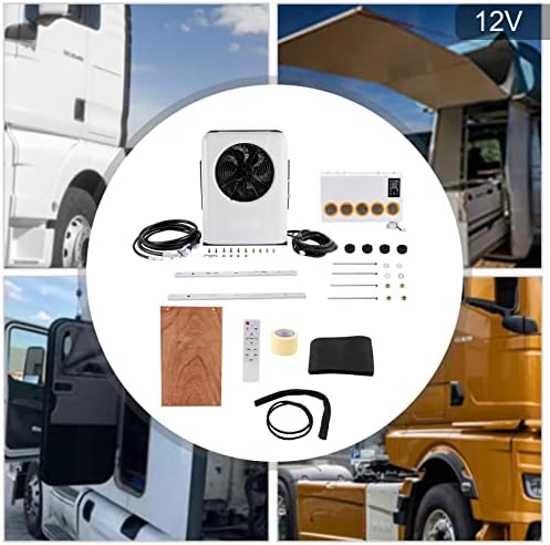 CNCEST 12v Air Conditioner RV Air Conditioner Kit Truck Bus Universal Electric A/C Unit for Cab Cooling - Portable Split AC with High 12000BTU for Caravan or Truck Cab Two Packages (White 12V)