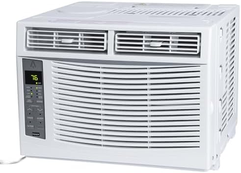 6000 BTU Window-Mounted Air Conditioner, AC Unit Cools Up to 300 Sq. Ft., Quiet Operation, Effortless Temperature Control, 3 Fan Speeds, Auto Restart, White