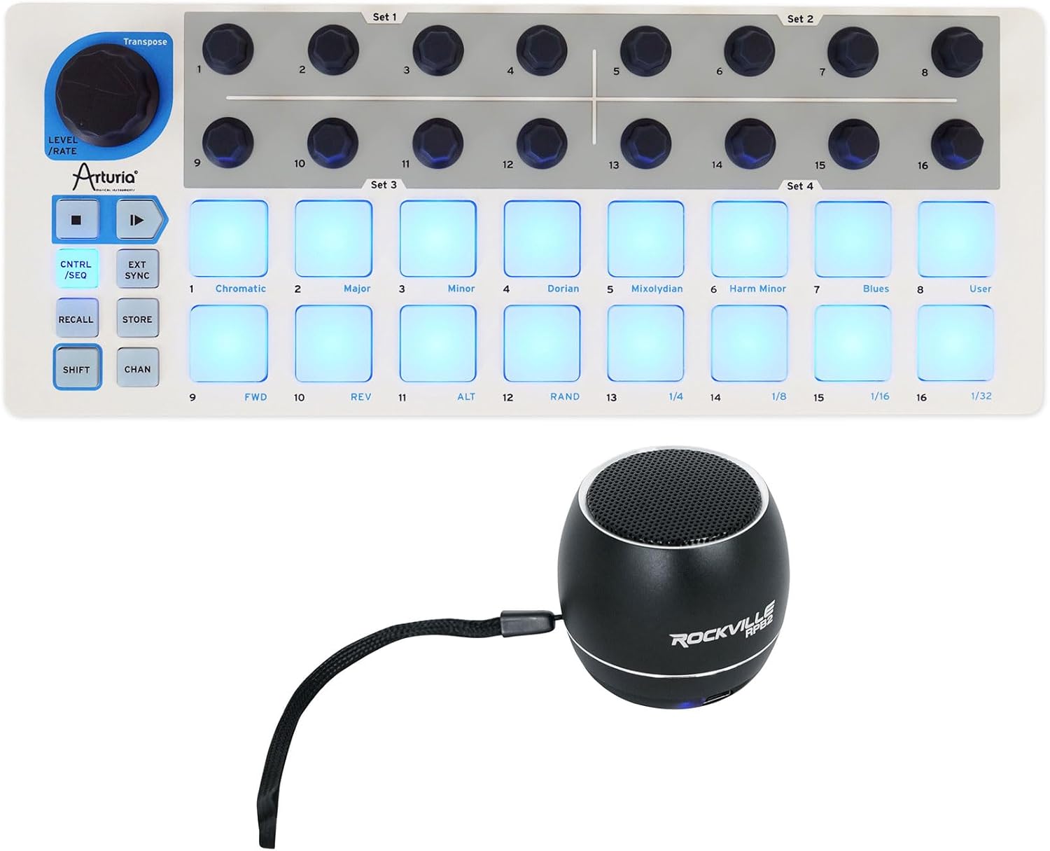 Audiosavings Bundle: Arturia BeatStep 16-Step Analog Sequencer Midi USB DJ Recording Pad Controller Bundle with Rockville RPB2-BLACK Handheld Wireless Portable Bluetooth Speaker Great Sound (2 Items)