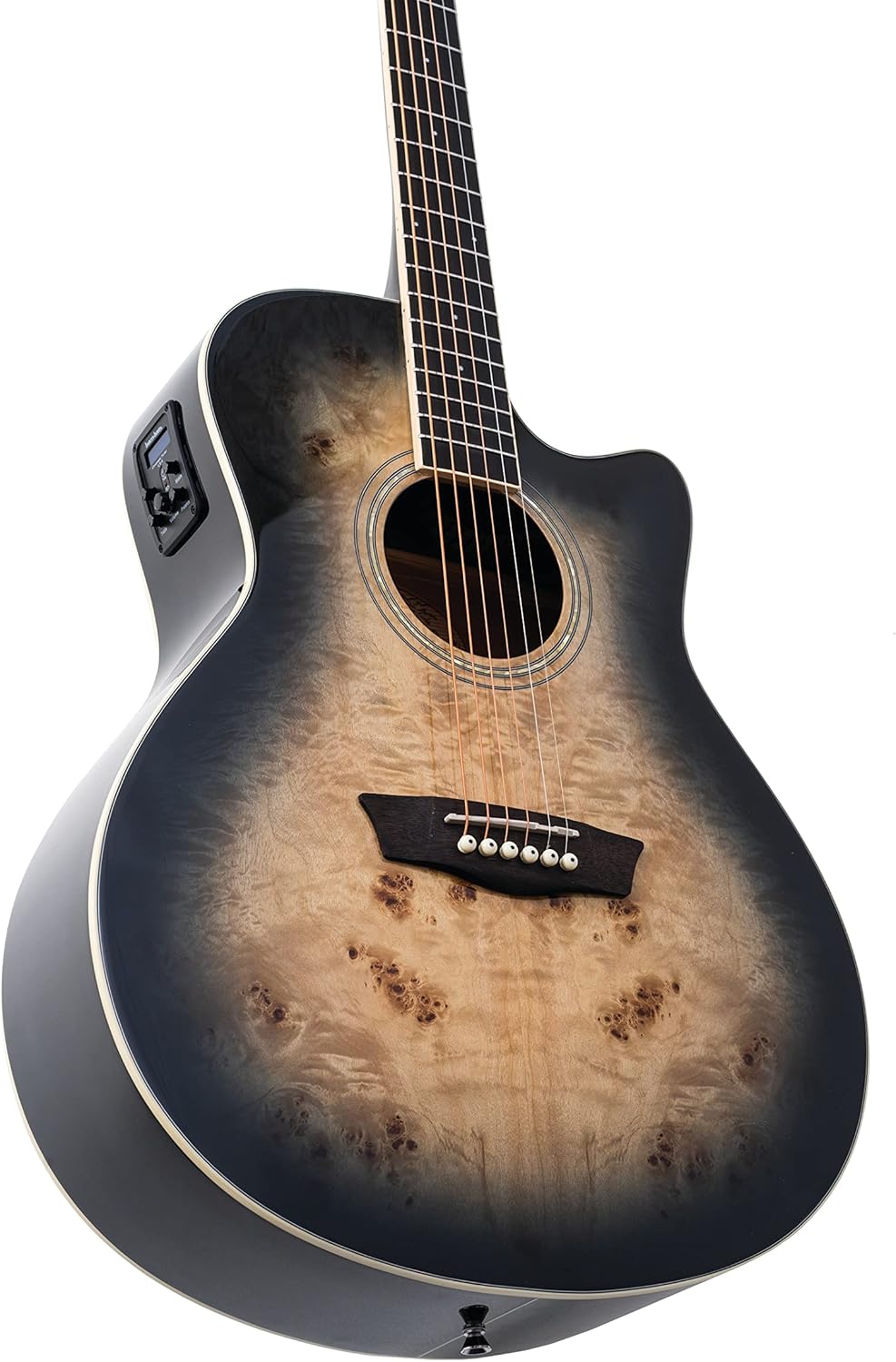 Washburn Deep Forest Burl ACE Acoustic Electric Guitar, Black Fade (DFBACEB)