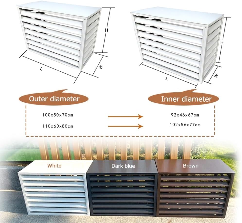 Air Conditioner Cover For Outside Unit Aluminum Air Conditioner Fence Screen Rack Air Conditioner Flower Stand For Garden Patio Waterproof Brown White Grey (Color : Brown, Size : 1
