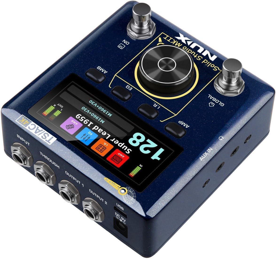 NUX Solid Studio MKII Preamp and IR Loader Pedal - Bundle with 2 Instrument Cables, 4 Patch Cables and Snark-X Tuner