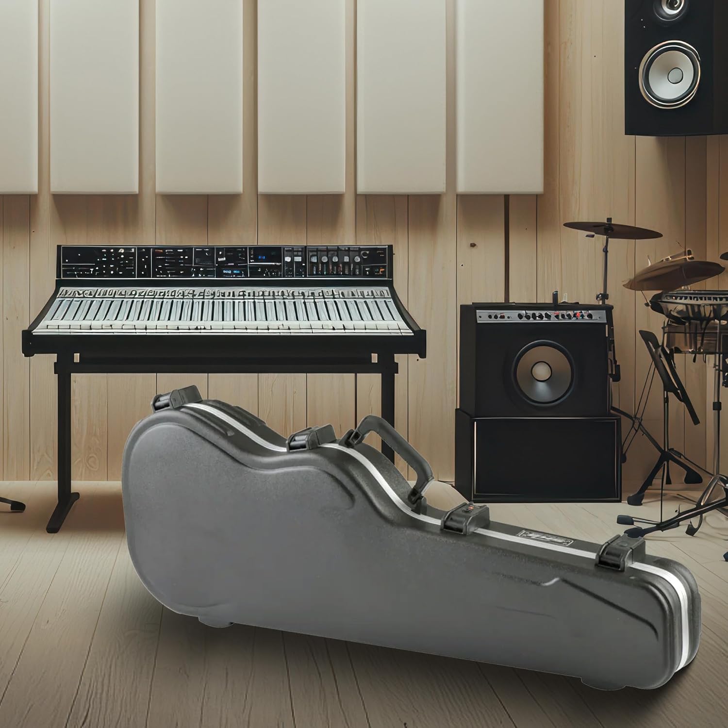 SKB Cases Standard Electric Guitar Shaped Case with TSA Recognized Locking Latch, Molded-In Bumper Protection and Fully Plush Lined Interior