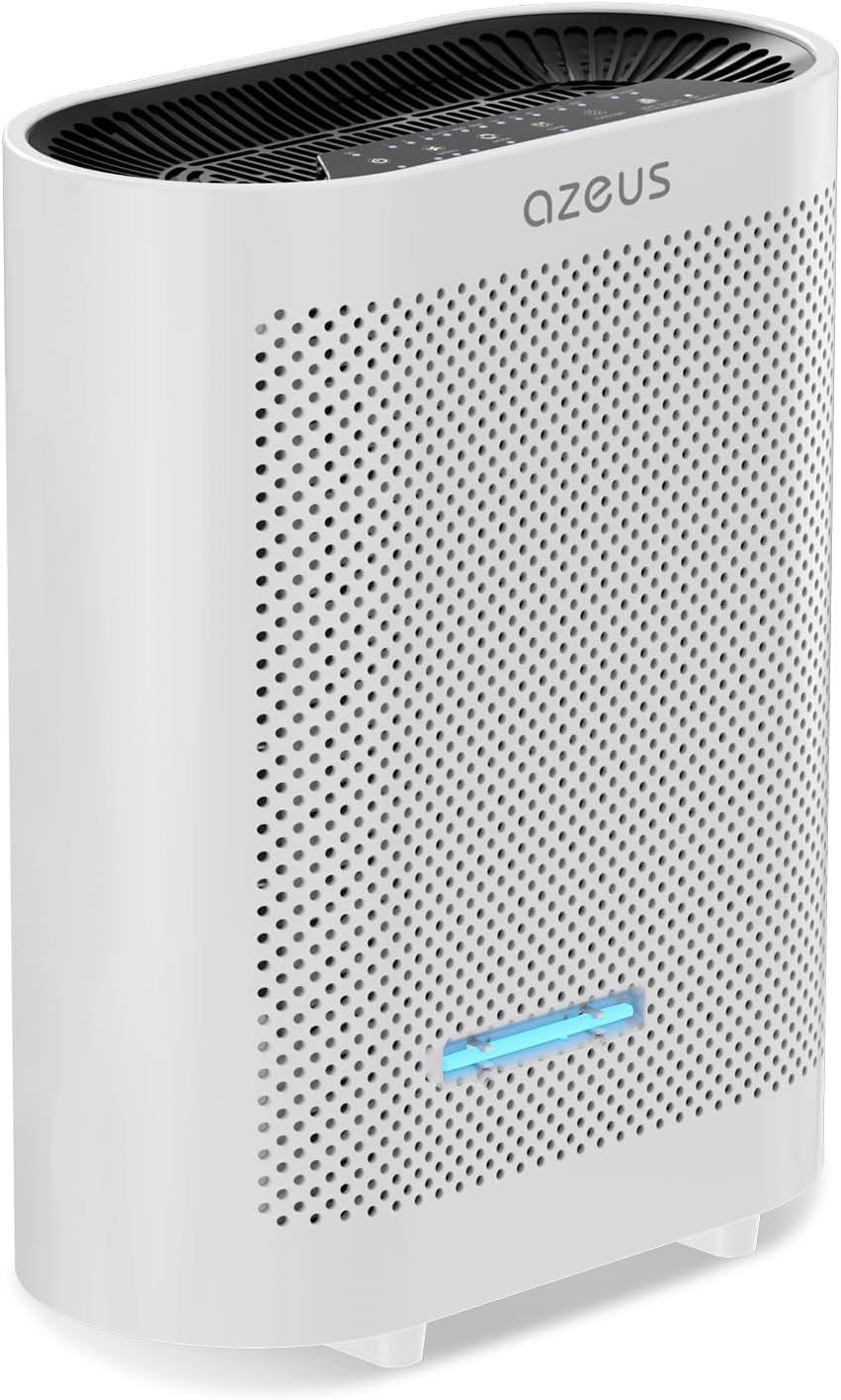 Azeus True HEPA Air Purifier GL-FS32 | 4-Stage Filtration System, Ultra-Quiet Operation, and Air Quality Sensor | Ideal for Large Rooms, Bedrooms, and Offices (Grey)