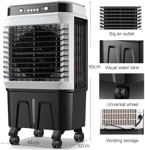 40L Evaporative Air Cooler, 3-in-1 Portable Air Conditioner, Cooling Fan & Humidifier with Remote, 120° Oscillation & 4 Ice Packs for Indoor/Outdoor Use