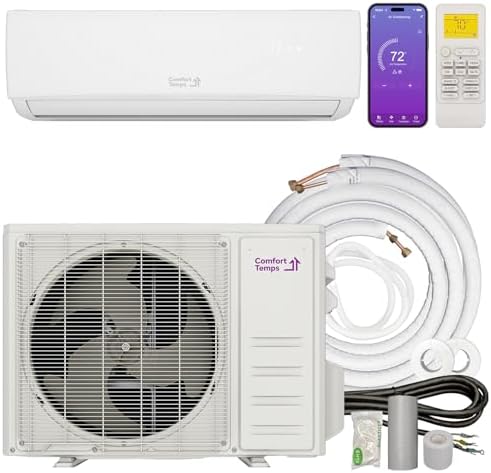 Energy-Saving 9000 BTU Mini Split 110V – 19 SEER, Pre-Charged, Ductless, Quiet & Comfortable Mini Split AC/Heating System with WiFi & Complete Easy Install Kit (Elite Series by Comfort Temps)