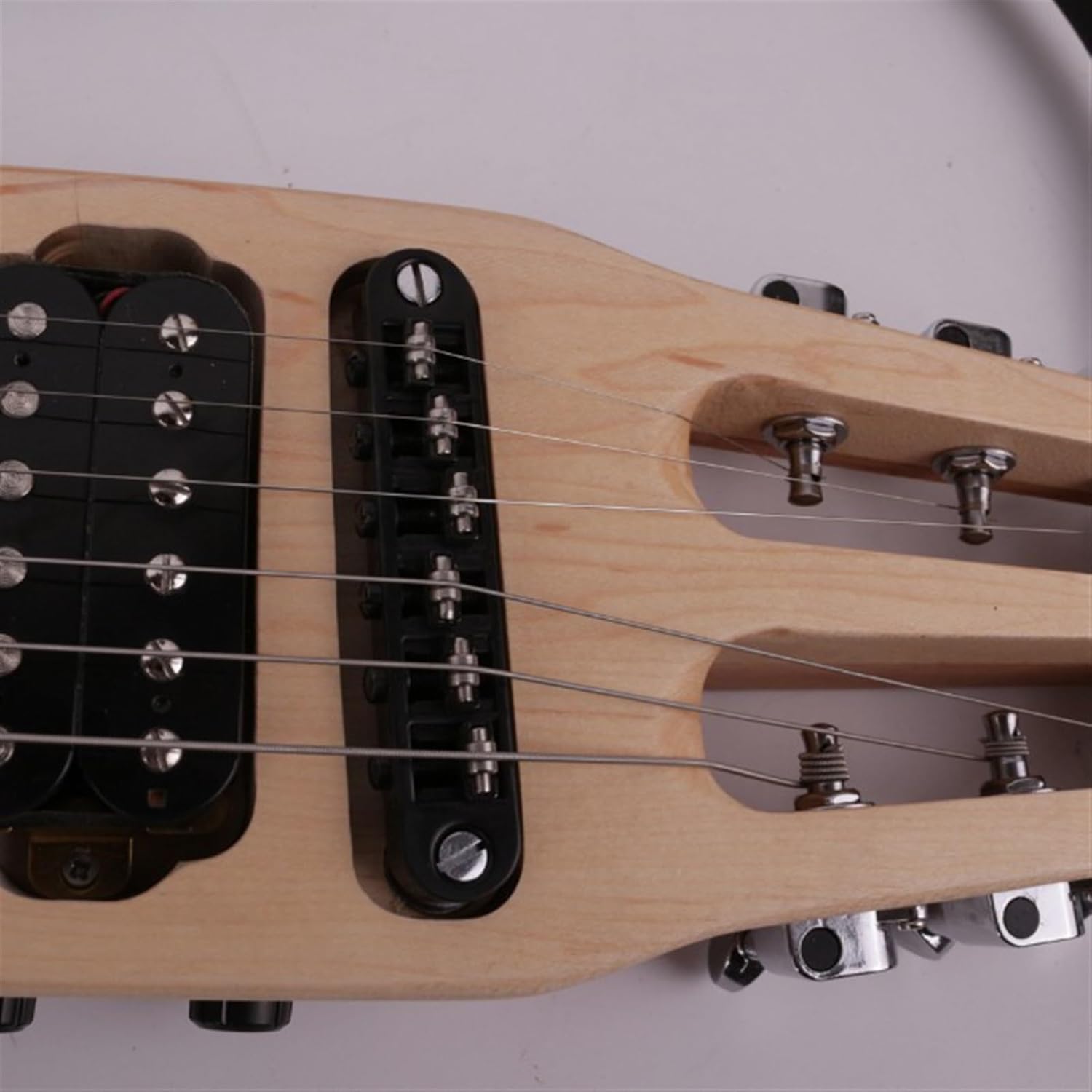 22 Frets Headless Electric Silent Travel Guitar, Rosewood Fingerboard, Built-In Effector, Portable, Foldable, Professional (Brown)