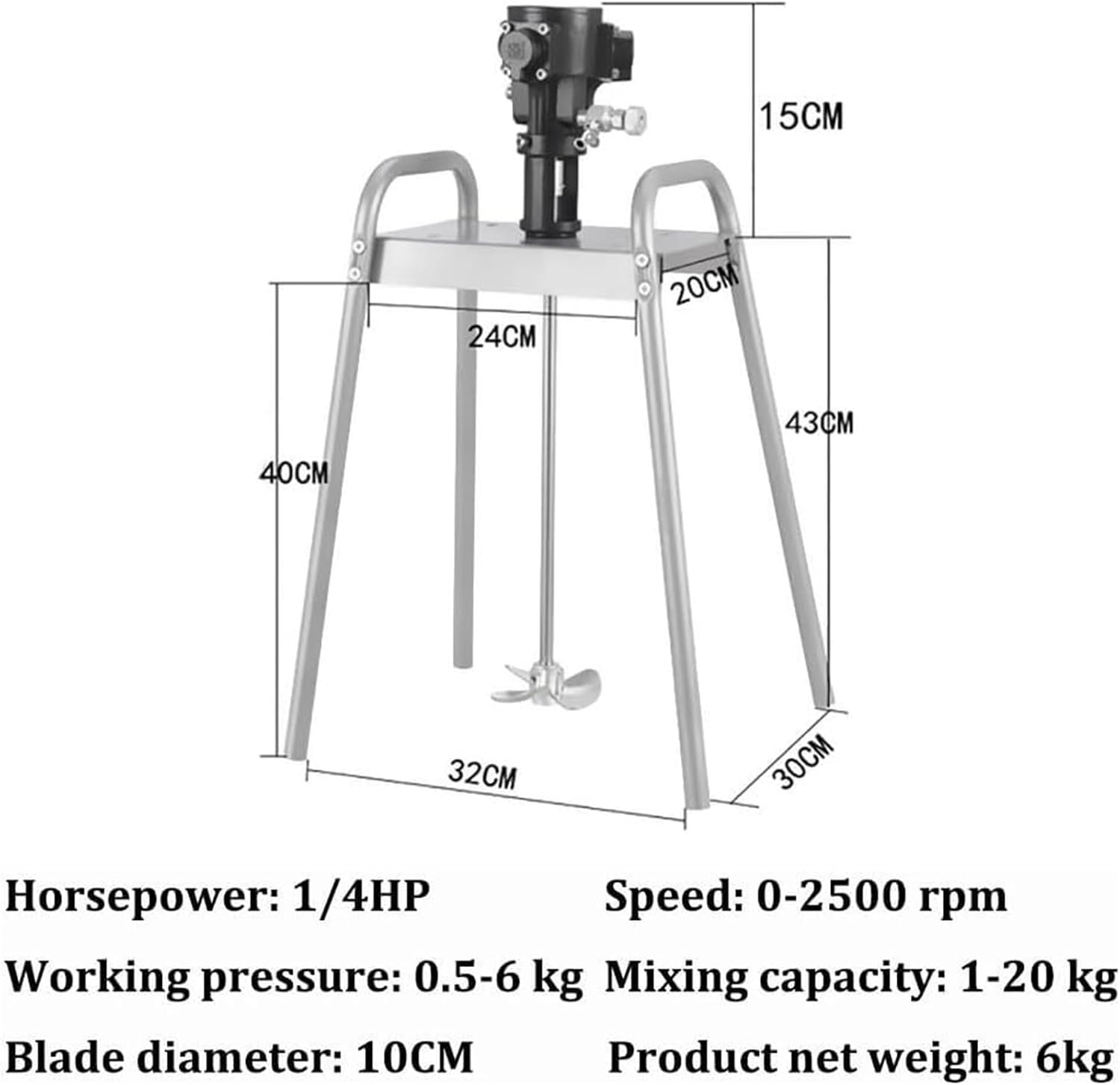 Pneumatic Paint Mixer, 5 Gallon Air Agitator, with Auxiliary Bracket Wheel Agitator, Platform Paint Coating Stirring Machine, for Mixing Plaster, Paint, Mortar, Glue, Coating Materials