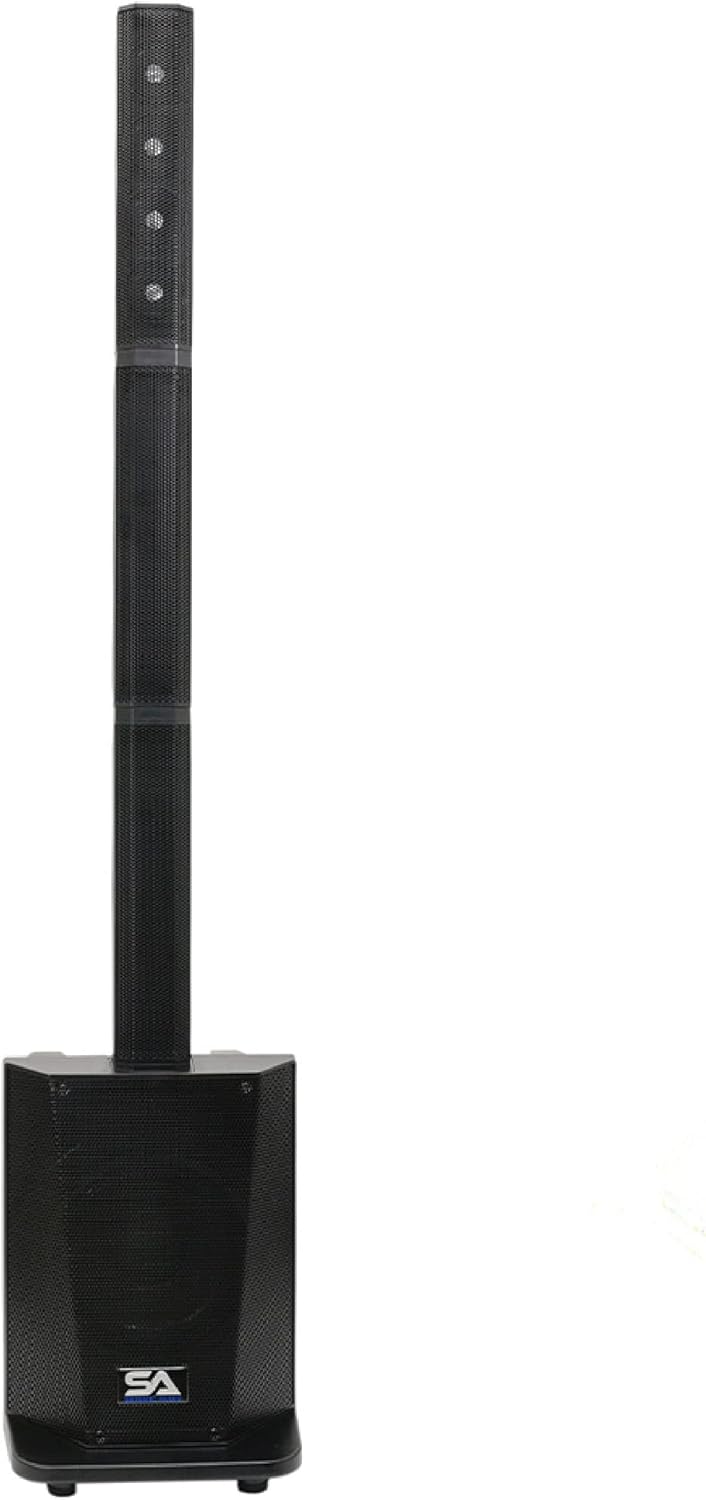 Seismic Audio - Tower1 - Powered Portable Column Array PA System - 4x3 Column Speaker & 10 Inch Subwoofer