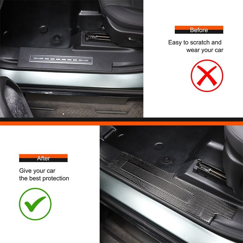 Car Door Sill Protector for Hummer EV SUV Pickup Accessories Soft Carbon Fiber Door Entry Guard Door Sill Scuff Plate Stickers Sticker Decoration Compatible with Hummer EV 2022-2024 2025 2026 (Black)