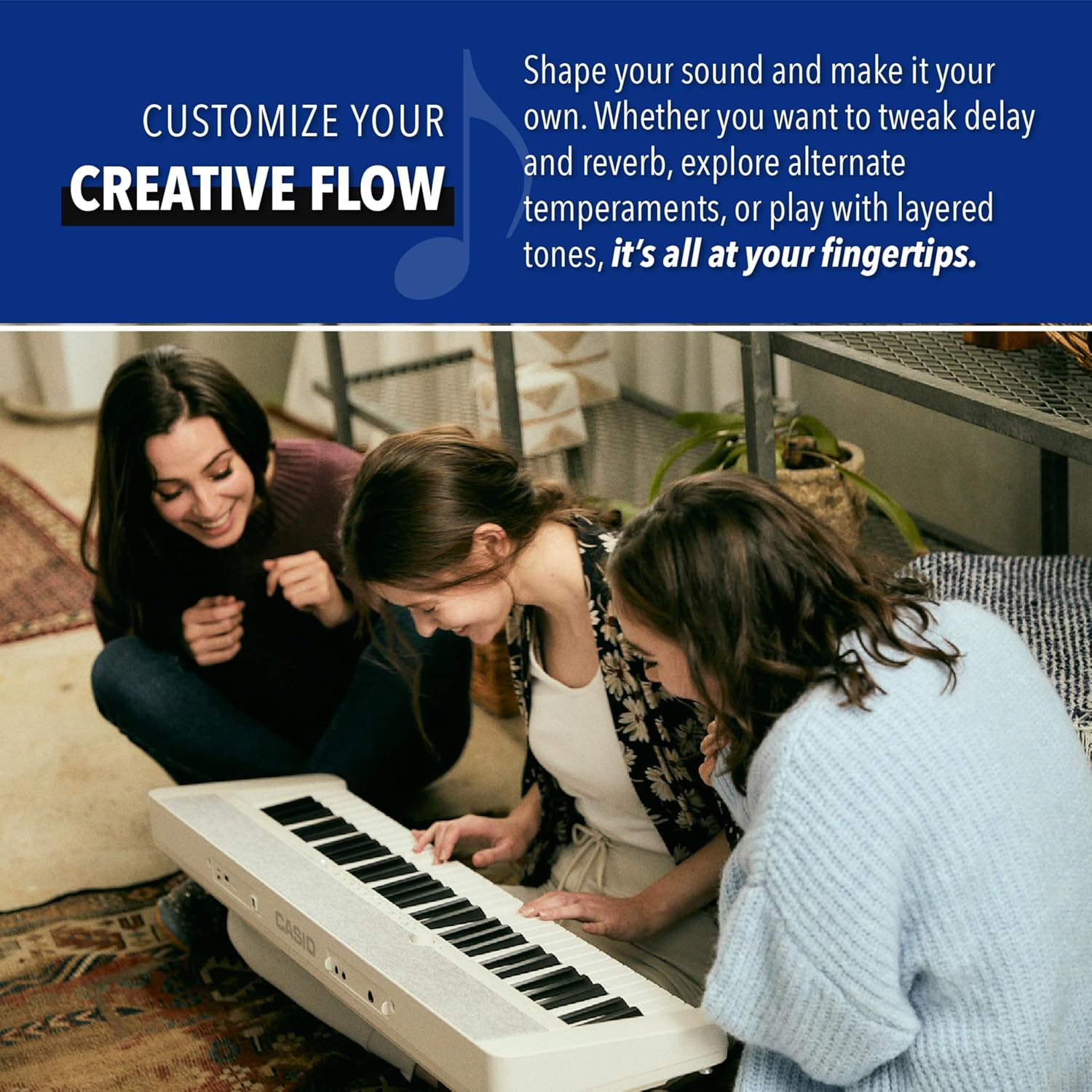 Casio Casiotone CT-S1 – 61-Key Touch-Sensitive Retro Keyboard | Sleek, Portable Design for Beginners to Pros | Stereo Grand Piano + 60 AiX Tones | USB-MIDI Connectivity | Black