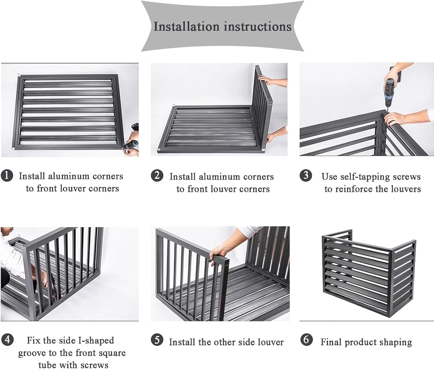 Aluminum Alloy Outdoor Air Conditioner Cover, Louver Dust Cover, Waterproof Heat Pump Cover, Suitable for Air Conditioner Outdoor Unit,Grey-B110*60 * 80cm