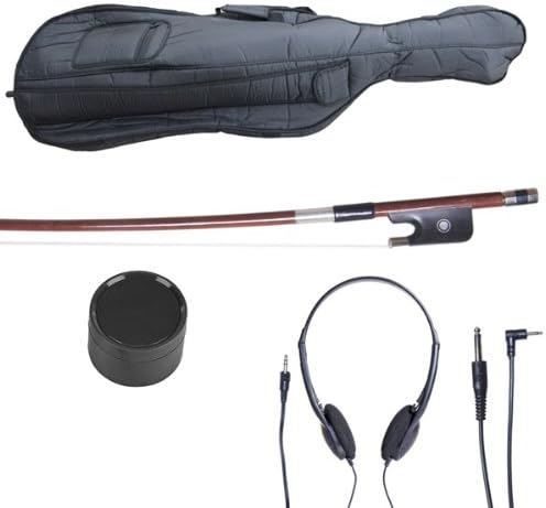 Cecilio 4/4 Electric Cello with Ebony Fittings, Professional Silent Electric Cello Kit with Bow, Rosin, Aux Cable and Headphone, Musical Instrument for Beginners, Black Metallic