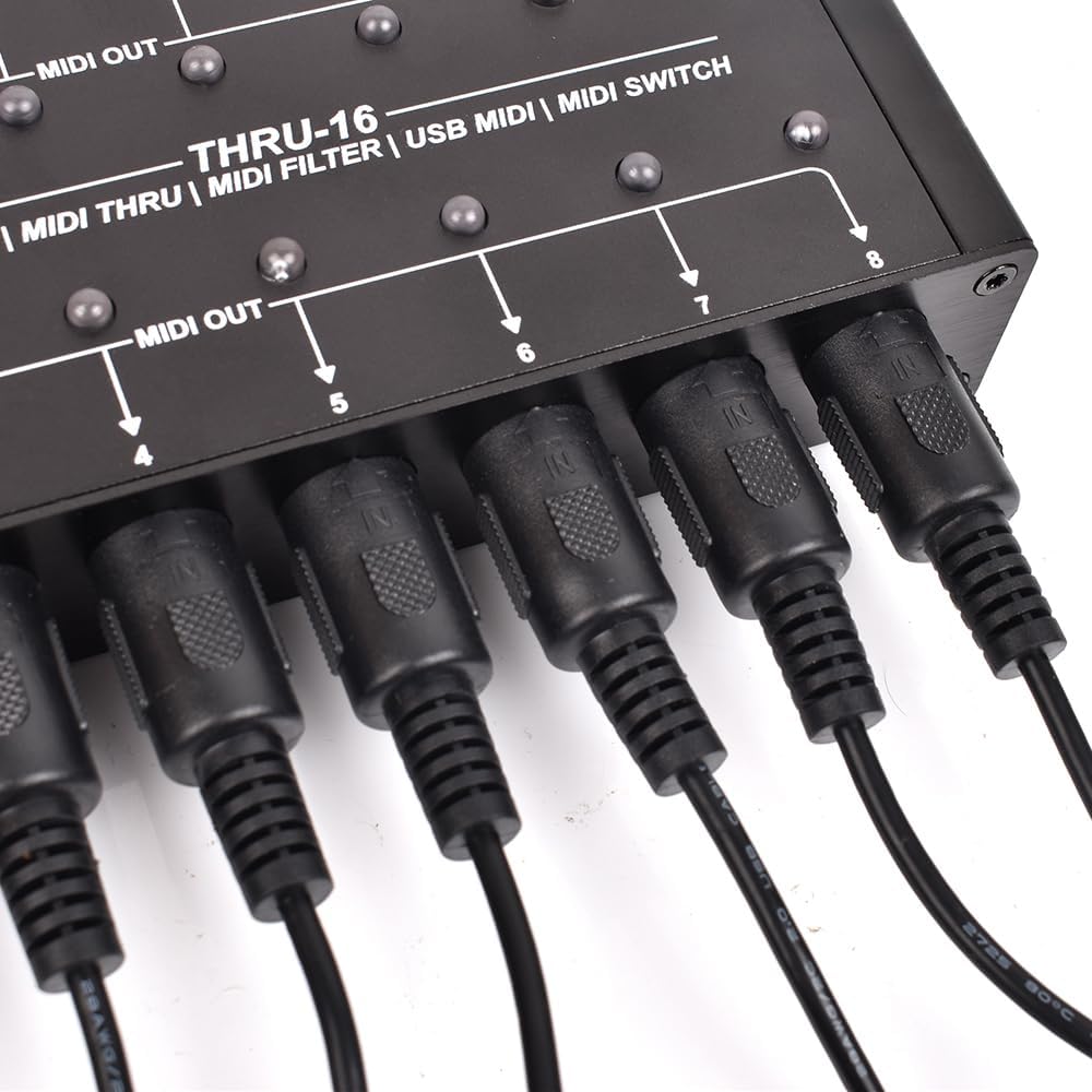 MIDI THRU-16 Box Filter and Switch 1 MIDI input into 16 MIDI outputs and each MIDI output can edit MIDI filters(THRU-16)