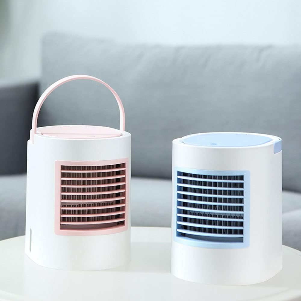 Mini Air Conditioner, Evaporative Air Cooler, USB Powered Mini Cooler w/Humidifier, 3 Speeds, Desktop Portable Air Conditioners for Room/Office/Car (Color : Blue)