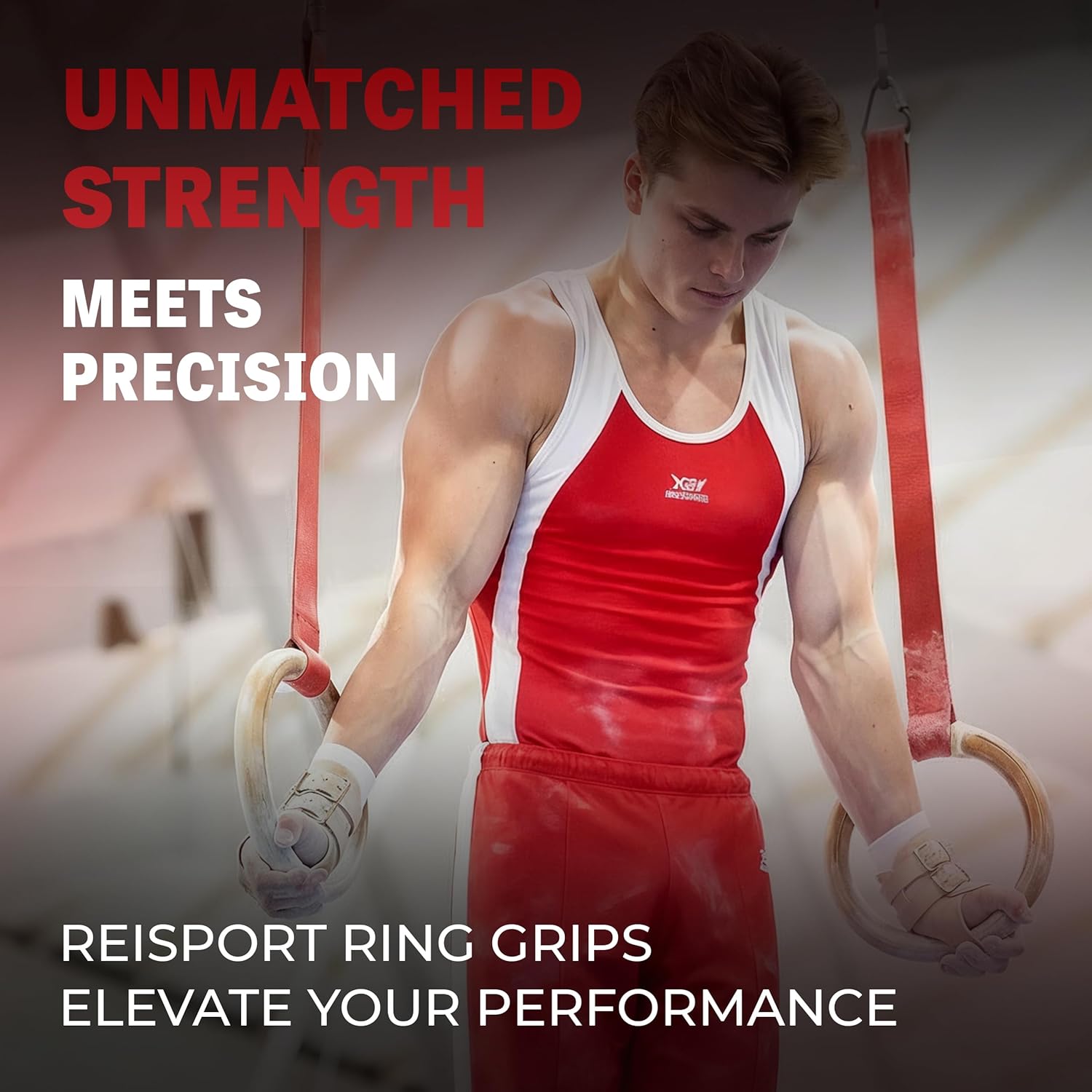 Reisport Protec Ring Gymnastics Grips for Men - Triple Strength Leather Hand Grips for Gymnastics Rings - Gymnastics Equipment & Accessories for Advanced Gymnasts