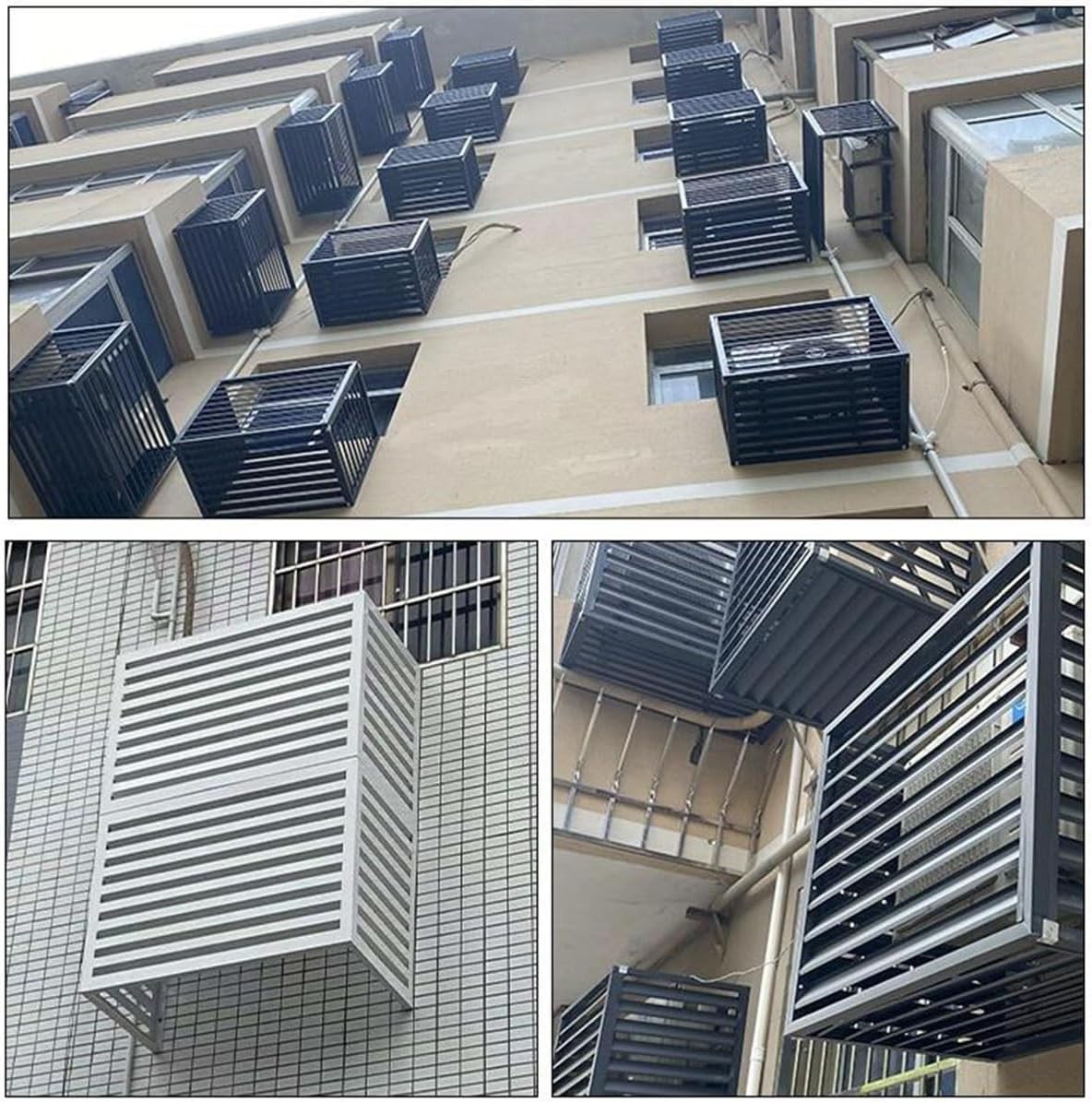 Detachable Air Conditioner Rack For Outside Units, Aluminum Alloy Outer Frame Protective Cover, Louvered Plant Shelf For Balcony Garden, 39.4x19.7x27.5/43.3x23.6x31.5in ( Color : Gray , Size : 110x60x