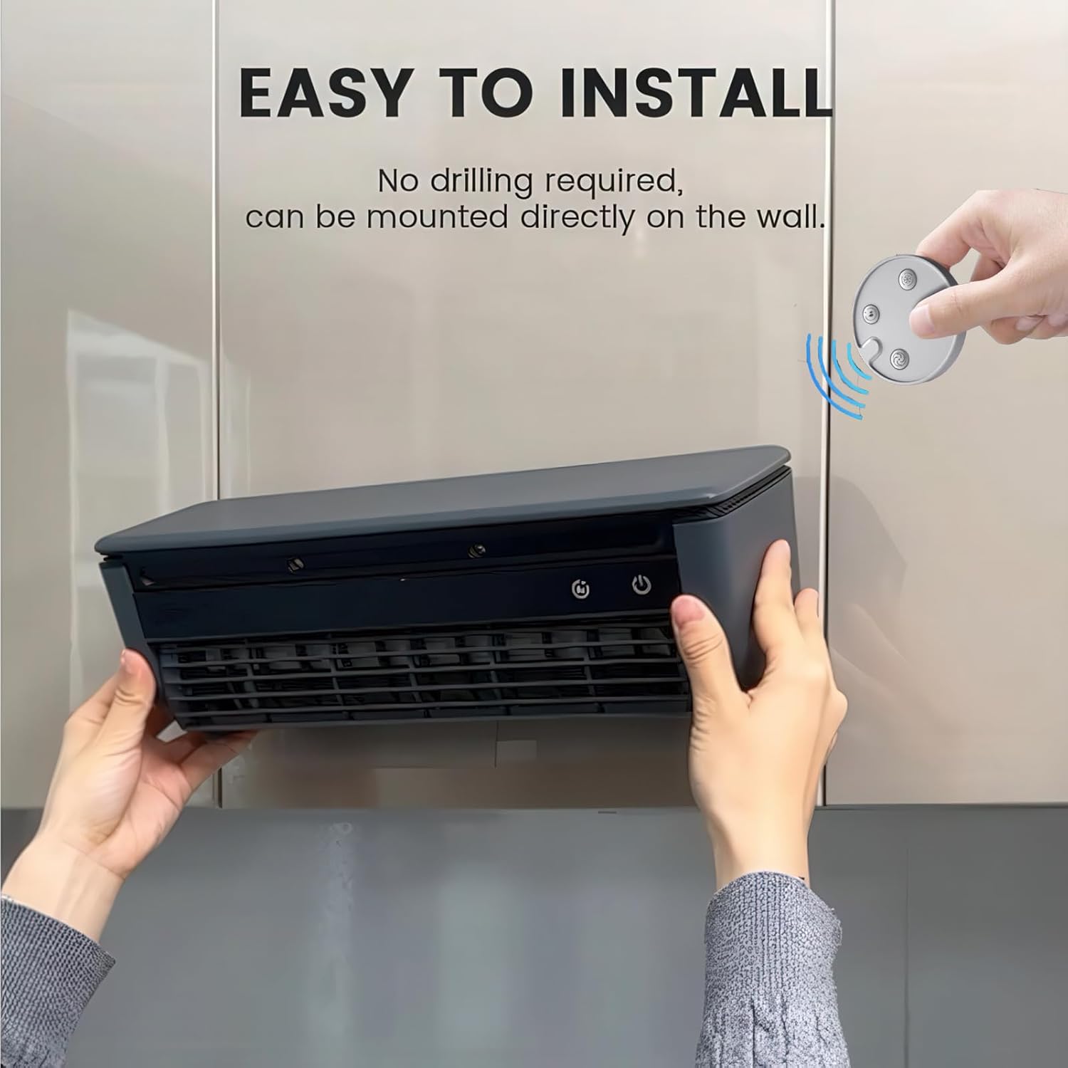 No‑Drill Wall AC Unit Fan, Portable Wireless Air Conditioner Fan, Rechargeable Charging Air Conditioner Fan with 6000mAh Battery, 10s Instant Cooling & 3‑Speed for camping, Kitchen (Black)