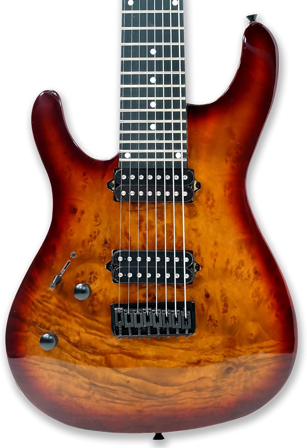 Gstyle Left-handed 8 String Electric Guitar Burl poplar veener top okoume Wood Body Bolt On Maple Neck Poplar Wood Body (Left-handed) (ES-800)