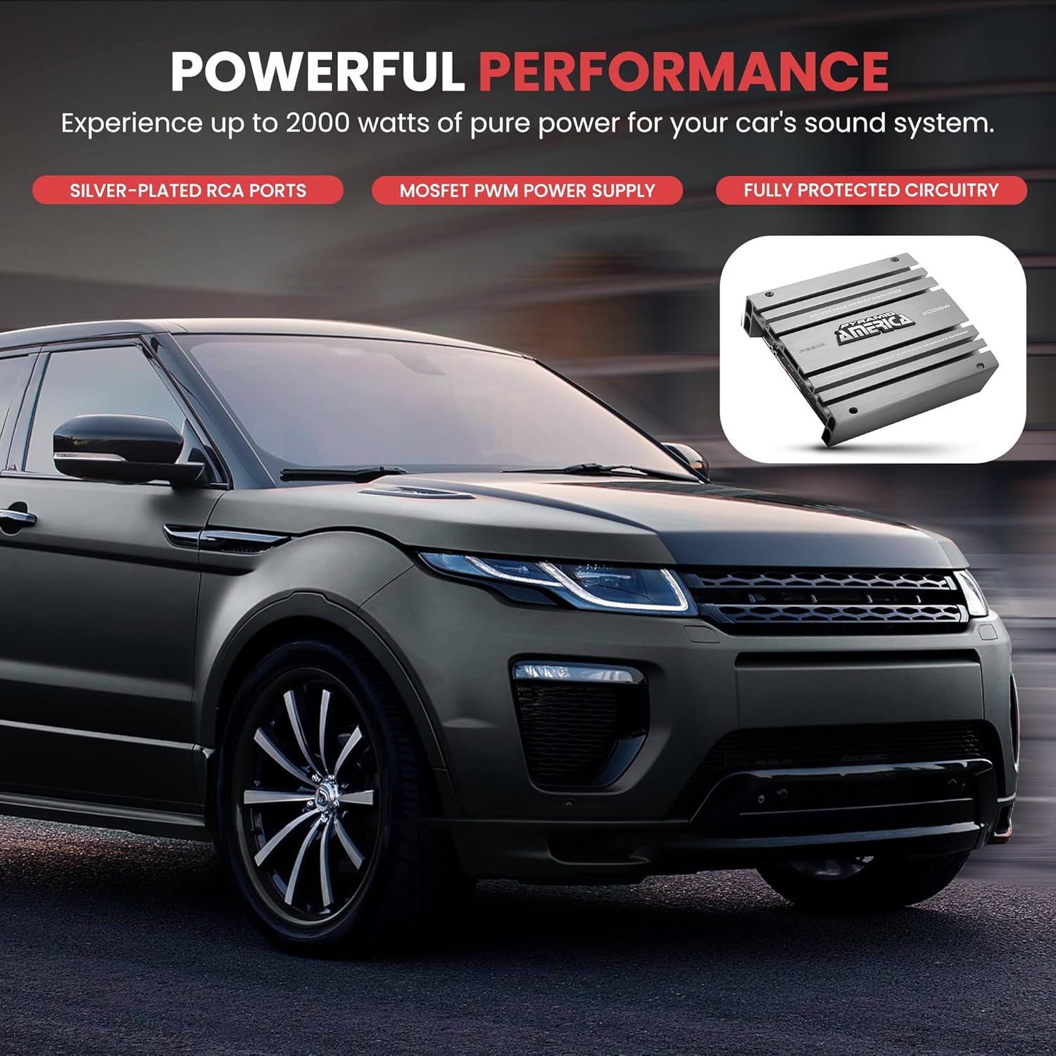 Pyramid 2 Channel Car Stereo Amplifier - 5000W High Power 2-Channel Bridgeable Audio Sound Auto Small Speaker Amp Box w/MOSFET, Crossover, Bass Boost Control, Silver Plated RCA Input Output - PB3818