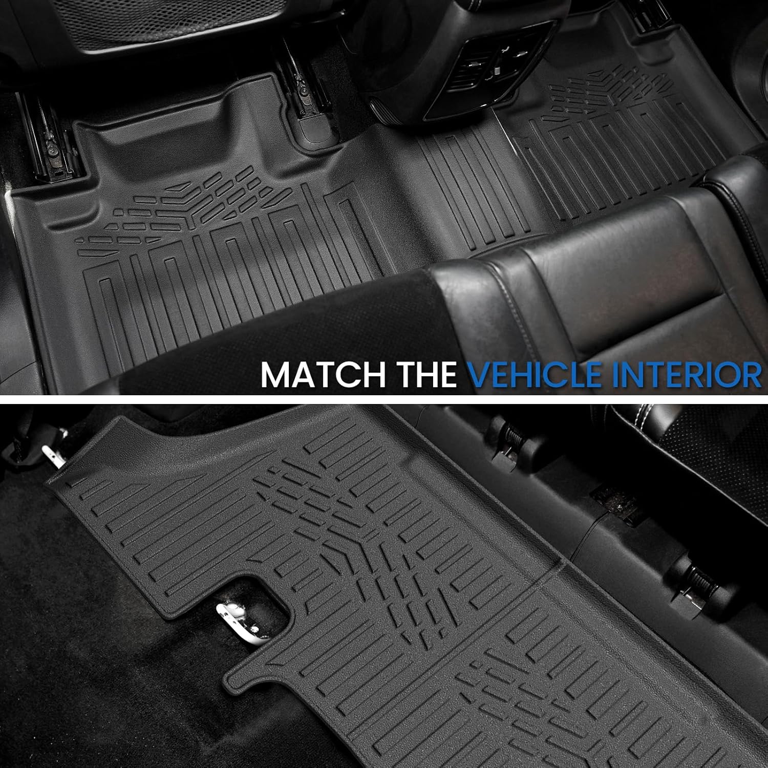 Floor Mats Set for 2016-2026 Dodge Durango (Only for 6 Seats with Captain Chairs), All Weather TPE Backrest Mat Trunk Mat Cargo Liner Door Sill Guards Accessories (6 Seats Floor Mats Set)