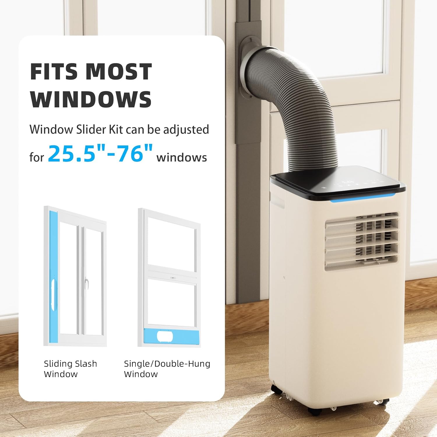 Portable Air Conditioner for Room up to 350 sq.ft, 10,000 BTU A/C Unit with Dehumidifier and Cooling Fan with 2 Speeds, 24-Hour Timer, Sleep Mode, Remote Control, Window Installation Kit