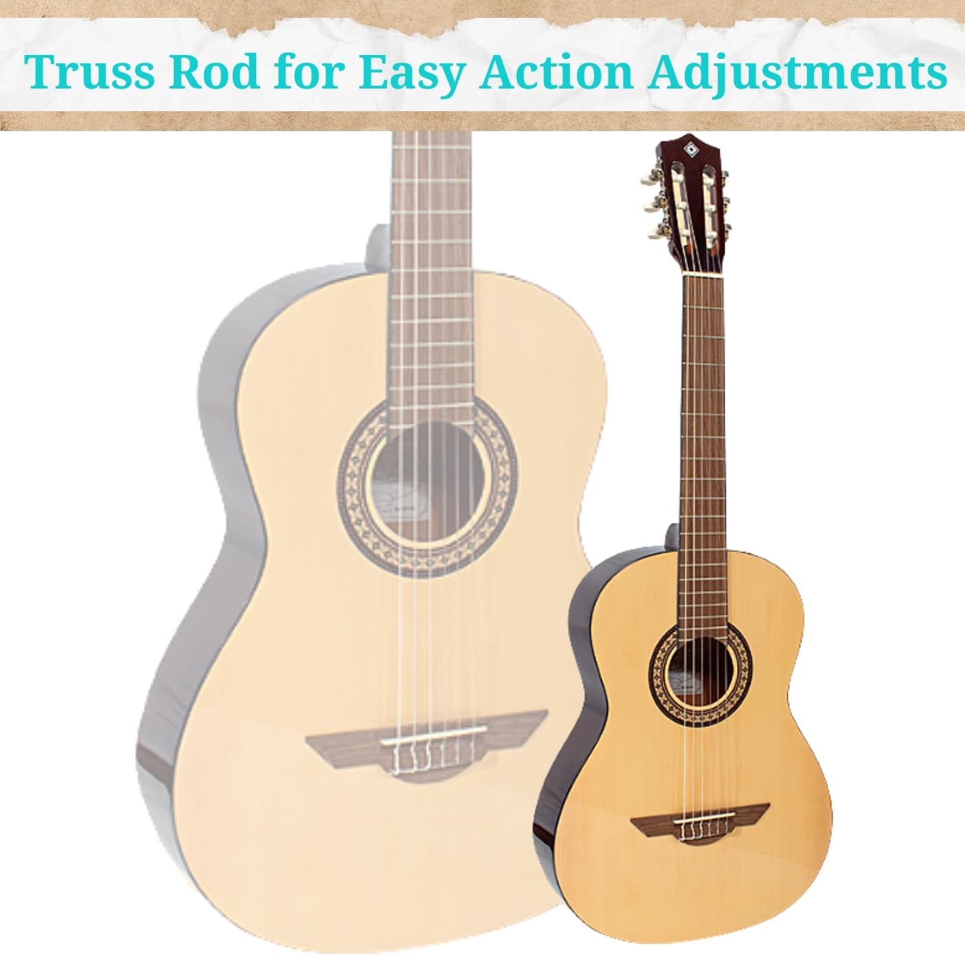 H. Jimenez 6 String Acoustic Guitar, Right, Tan (LGR100N)