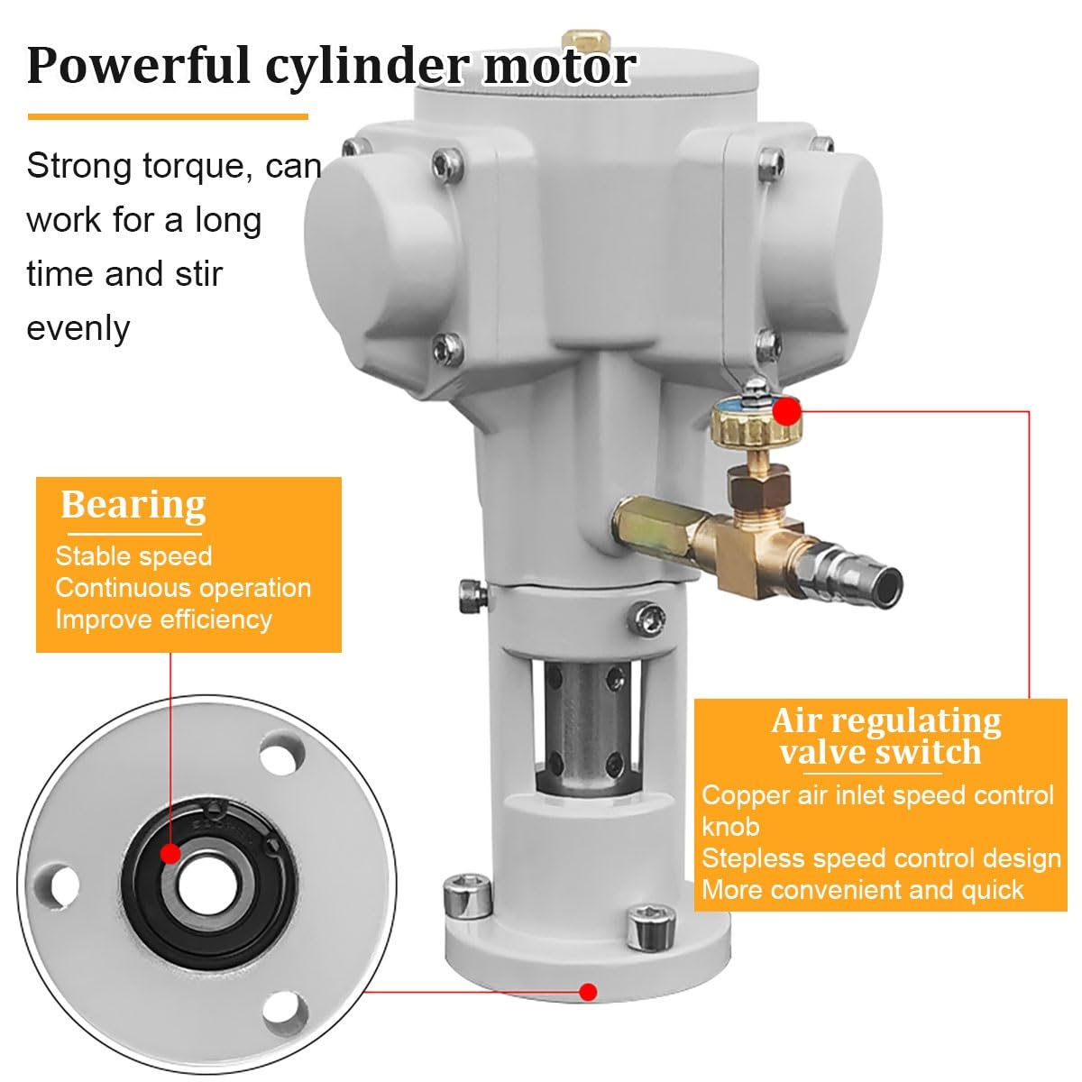 Pneumatic Paint Mixer 55 Gallon, Professional Air Agitator Drum Stirrer, 1/2HP Adjustable Pneumatic Tank Mixer Machine, Clip Mount Barrel Paint Mix Tool for Industry, Lab, Factory Use(50 Gallon)