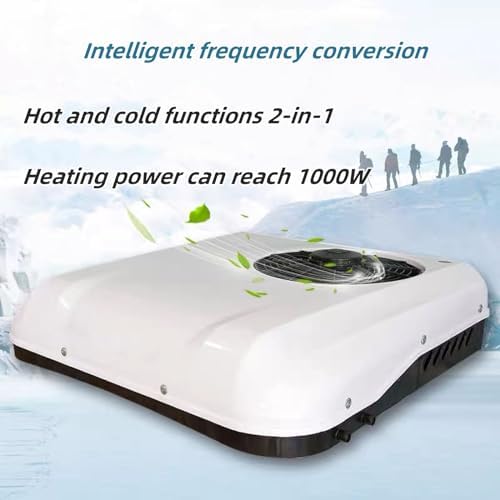 12V roof air conditioner rv ac unit cooling/heating 2-in-1 silent ultra-thin air conditioner for camping vehicles, school buses, buses, trailers, RVs, vans, trucks, etc (12, Volts (DC))