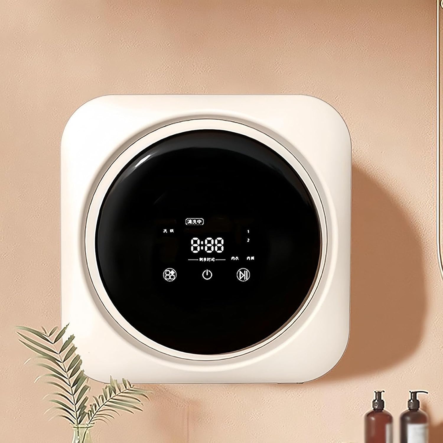 Portable Washing Dryer Machine Small Washing Dryer 2 in 1 Cleaning for Underwear Small Clothes Sock Wall Mounted Mini Washing Machine Fully Automatic Front Drum for Apartment RVs Hotels,Desktop