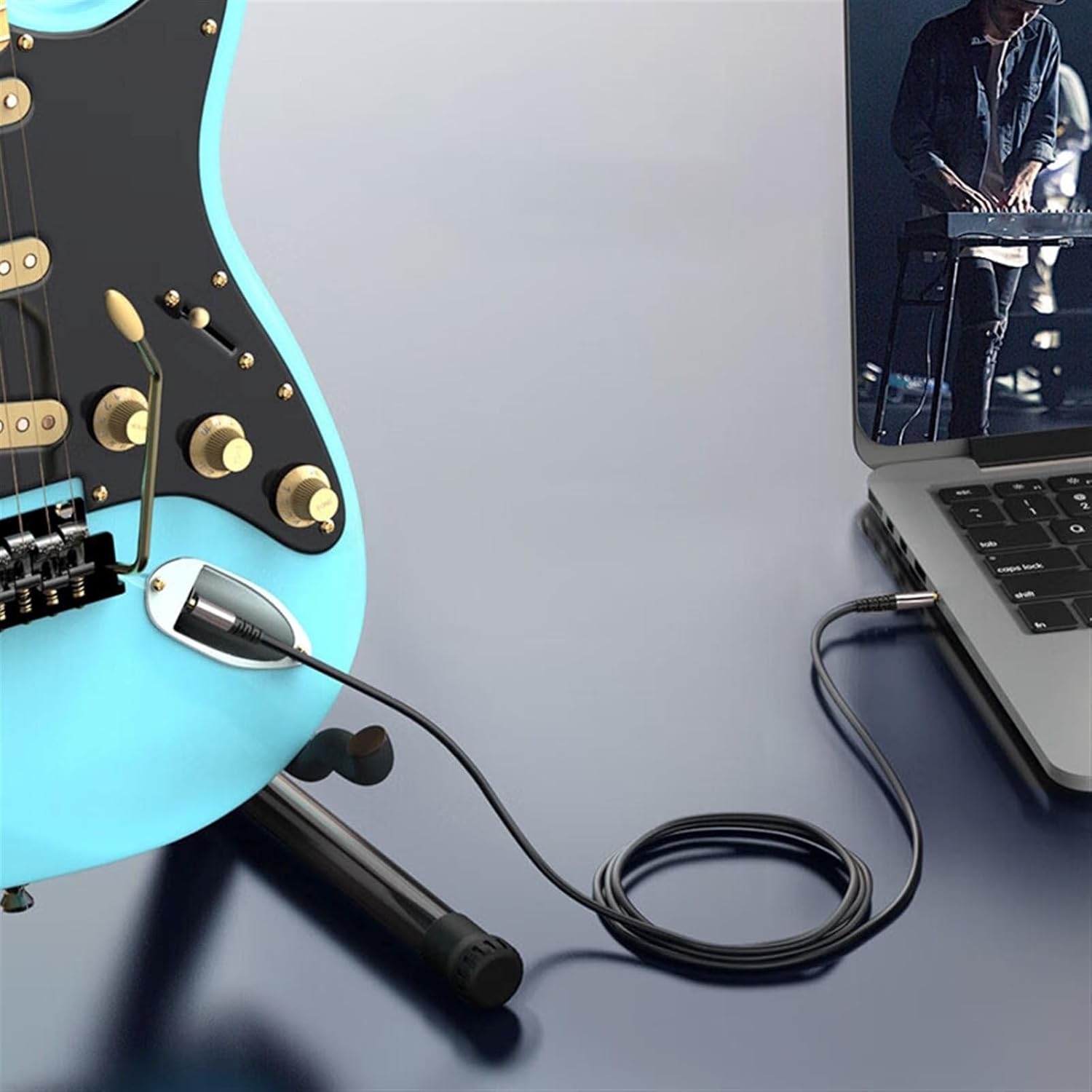 Guitar Audio Cable Cable 3.5 to 6.35 Large Three-core Guitar Mixer Amplifier Connected to Mobile Phone Computer 3.5mm to 6.5mm(5m)