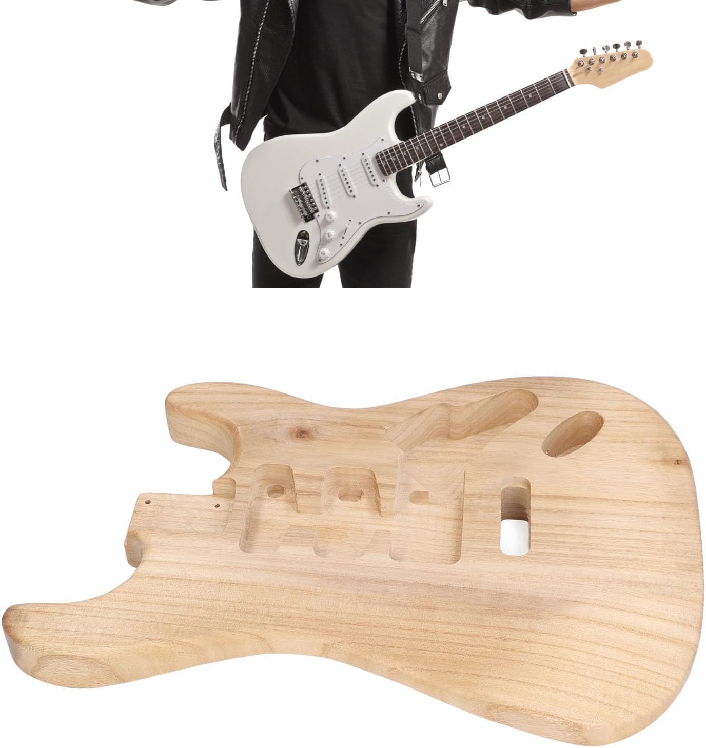 LiebeWH Unfinished Guitar Body, Paulownia Wood, Lightweight Electric Guitar Body, DIY SSH Style Instrument for Customization