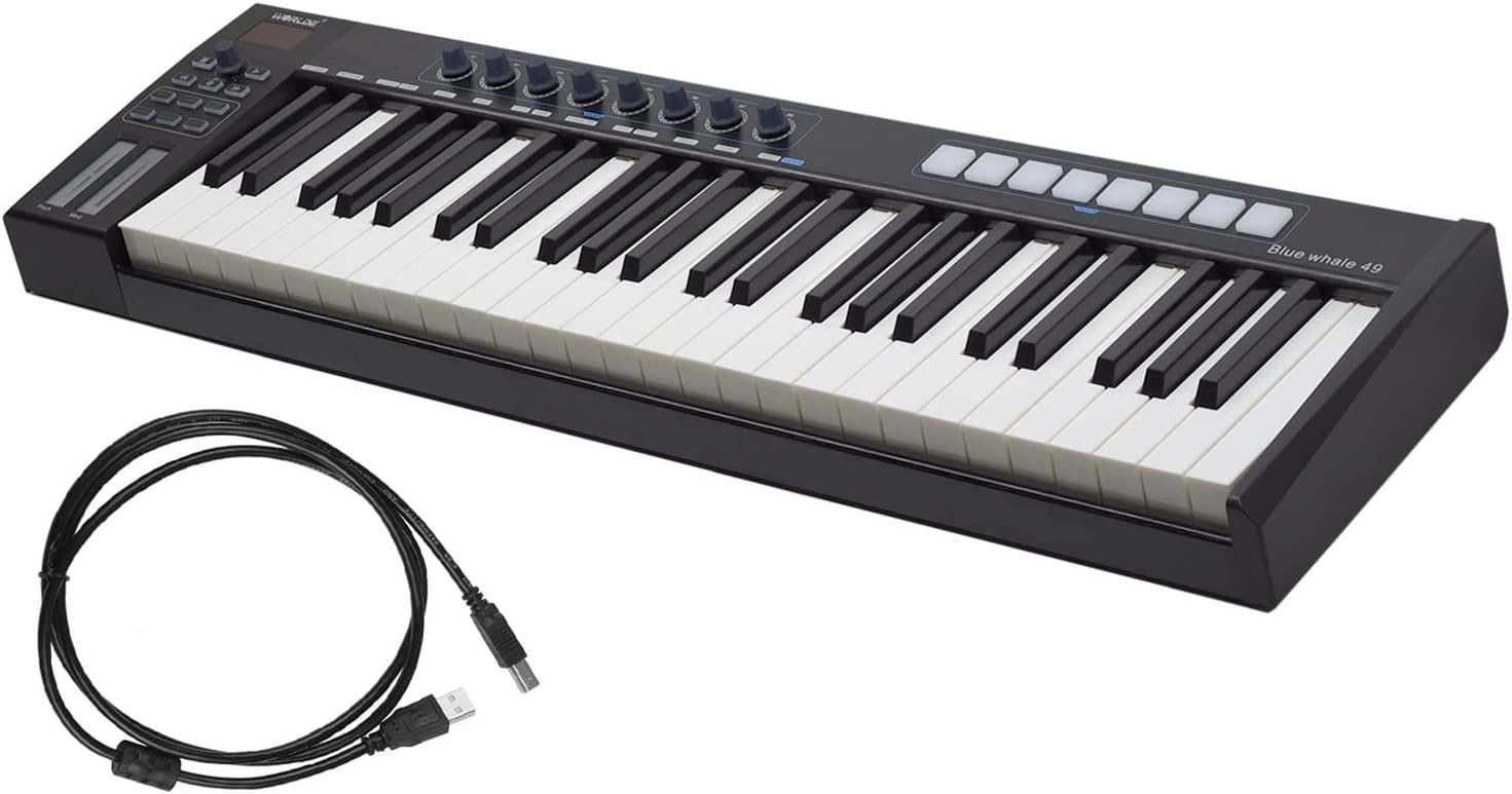 Keyboard Piano 49 Portable USB MIDI Controller Keyboard 49 Semi-Weighted Keys 8 RGB Backlit Trigger Pads